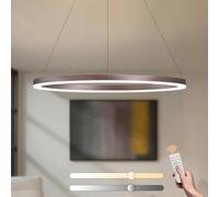 YYUTLUO Lámpara LED DIY Circular Moderna | 1 Marrón Anillos :80cm=35W| Iluminación Colgante LED Metal+Acrílico, Control Remoto Regulable 2.4G Lámpara Colgante Techo Redonda Sala Estar Dormitorio