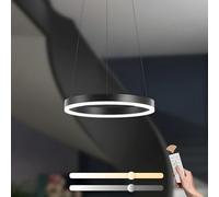 YYUTLUO Lámpara LED DIY Circular Moderna | 1 Negra Anillos :40cm=23W| Iluminación Colgante LED Metal+Acrílico, Control Remoto Regulable 2.4G Lámpara Colgante Techo Redonda Sala Estar Dormitorio