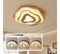 YYUTLUO Plafón LED De Madera, Nubes Ø57cm 50W=3500lm, Plafón Regulable Para Dormitorio Infantil 3000K-6000K, Lámpara De Salón Pantalla Acrílica En Forma De Corazón, Lámpara De Techo Infantil Redonda