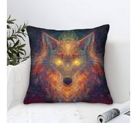 YYVKPMLXC Funda Cojin Lobo Moderno Patrón,Vida Silvestre Colorida fantástica Cuadrado Funda De Almohada Poliéster Funda De Cojín para Sofá Salón Dormitorio Exterior Cojines 50x50cm