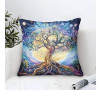 YYVKPMLXC Funda Cojines Árbol de la Vida onírico Moderno Patrón,Naturaleza fantástica Cuadrado Funda De Almohada Poliéster Funda De Cojín para Sofá Hogar Jardín Exterior Verano 50x50cm