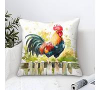 YYVKPMLXC Funda Cojines Gallo Estética Artística,Granja Rural Cuadrado Funda De Almohada Poliéster Fundas De Cojín para Salón Dormitorio con Cierre De Cremallera Oculta 50x50cm