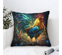 YYVKPMLXC Funda Cojines Gallo Moderno Patrón,Cielo Estrellado Colorido Cuadrado Hogar Almohadas Fundas Poliéster Fundas De Cojín para Salón Dormitorio con Cierre De Cremallera Oculta 45x45cm