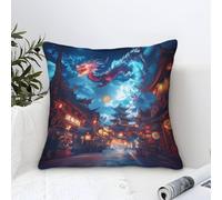 YYVKPMLXC Fundas Cojines Dragón Moderno Patrón,Arquitectura Tradicional China Cuadrado Funda De Almohada Poliéster Funda De Cojín para Sofá Hogar Jardín Exterior Verano 45x45cm