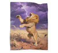 YYVKPMLXC Manta De Forro Polar León 3D Suave Y Cálida Mullida Manta Paisaje de Pradera árida para Sofá, Cama, Oficina Y Viajes Al Aire Libre 50x60inch(127x152cm)