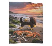 YYVKPMLXC Manta De Forro Polar White-Tailed Águila 3D Suave Y Cálida Mullida Manta Crepúsculo costero para Sofá, Cama, Oficina Y Viajes Al Aire Libre 50x60inch(127x152cm)
