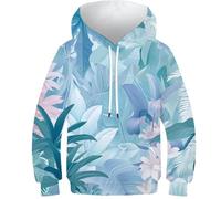 YYVKPMLXC Niños Sudadera Capucha Plantas Tropicales 3D Impresión Hooded Pullover Manga Larga Hoodies Sweatshirt con Bolsillos Selva onírica 10-12Y