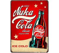 Yyyami Letrero de metal retro de 8 x 12 pulgadas, pintura de Fallout 3 4 Game Nuke COLA Retro Cartel de aluminio para el hogar, café, letrero de metal retro vintage, póster de metal para decoración de