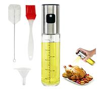 Yyyuluo 100ml Pulverizador de Aceite de Oliva Aderezo Vinagre en Spray Dispensador Portátil Transparente Botella de Vidrio Cocina Gadget con Cepillo para Ensalada Hornear BBQ Freidora A la Parrilla