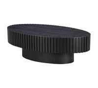 YYZIWYUN Mesa de Centro Redonda de Madera Tipo Tambor, Mesas de Centro Circular Moderna de Madera estriada, Mesa Central estriada Artesanal para Sala de Estar o apartamento,Oval Black