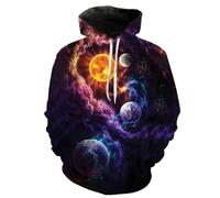 YYZOVBNN Hermosa Sudadera con Capucha/Chaqueta Deportiva para Hombre y Mujer con Estampado 3D de Planetas cósmicos, Divertida Sudadera de Manga Larga.