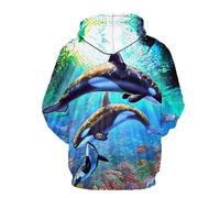 YYZOVBNN Hermosa Sudadera con Estampado 3D de Ballena submarina para Hombres y Mujeres, Sudadera Informal Holgada, Sudadera con Capucha Genial