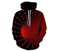 YYZOVBNN Sudadera con Capucha 3D con diseño geométrico Rojo del túnel del Tiempo para Hombre y Mujer, Estilo Urbano Informal, Talla Grande