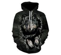 YYZOVBNN Sudadera con Capucha 3D Creativa con diseño de tótem de Lobo para Hombres y Mujeres, Estilo Callejero Casual, Talla Grande.