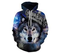 YYZOVBNN Sudadera con Capucha con Estampado 3D de tótem de Lobo Animal Creativo, Estilo Urbano Moderno, Sudadera con Capucha y Bolsillos Delanteros.