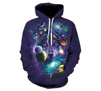 YYZOVBNN Sudadera con Capucha y Estampado 3D de tótem de Lobo cósmico, Sudadera Holgada de Temporada para Hombre.