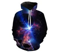 YYZOVBNN Sudadera Deportiva de Manga Larga con Capucha para Hombre, Estilo Urbano, con Estampado 3D de Planetas y Estrellas cósmicas de Colores, Talla Grande