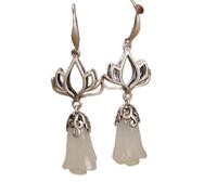 YZDKJ DISEÑO Original HECIANO Natural HECIANA Jade Magnolia Pendientes Pendientes DE Flor DE Estilo Chino Charm DE Retro Marca DE Mujeres JOYERÍA DE Plata