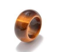 YZDKJ Jade Ring Natural Tiger's Eye Stone Anillo Joyería Lucky Auspicy Peace Amulet Men's Y Mujer Joyería Fina Jade Ring (Gem Color : Wide Diameter17-18mm)