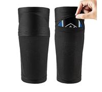 YZDKR 1 Pair Football Shin Pads with Elastic Sleeves Seamless Impact Resistant Soccer Shin Guards para Baloncesto, Fútbol, Running(Black,M)