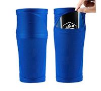 YZDKR 1 Pair Football Shin Pads with Elastic Sleeves Seamless Impact Resistant Soccer Shin Guards para Baloncesto, Fútbol, Running(Blue,L)
