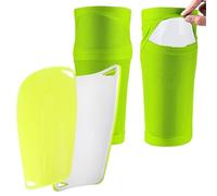 YZDKR 1 Pair Soccer Shin Guards Sleeves with Inserted Pocket Cushion Protection Reduce Shocks para Baloncesto, Fútbol, Running(Bright Green,S)