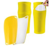 YZDKR 1 Pair Soccer Shin Guards Sleeves with Inserted Pocket Cushion Protection Reduce Shocks para Baloncesto, Fútbol, Running(Yellow,S)