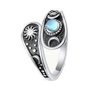 Yzdysg Anillos ajustables de piedra lunar, diseño elegante con vástago que se puede abrir para uso diario y ocasiones especiales, joyería de aleación