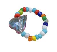 Yzdysg Anillos de cuentas de colores ajustables con forma de corazón simple, hechos a mano, para mujeres y niñas, Adjustable size, Mi Zhu