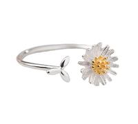 Yzdysg Anillos elegantes de flores dulces para mujer, materiales de latón resistente, en forma de crisantemo, piezas de joyería ajustables