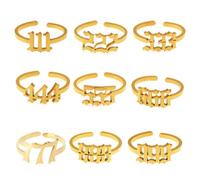 Yzdysg Anillos Lucky 111 222 333 444 555 666 777 888 anillos para mujer con números de la suerte ajustables