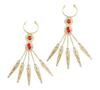 Yzdysg Anillos vintage para mujeres y niñas, pulseras de cristal con uñas postizas largas para danza étnica india, tailandia, joyería de garra, As shown, Metal