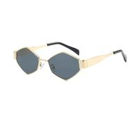 Yzdysg Gafas de sol, marco retro ligero para mujeres, hombres, adolescentes, para uso diario, cosplay, accesorios de fotos de moda, Marco dorado, pieza gris, Reference images
