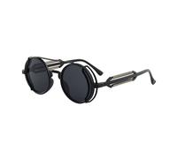 Yzdysg Gafas de sol, montura vintage polarizada, gafas redondas con lentes de colores, Marco negro con relleno gris, Reference images