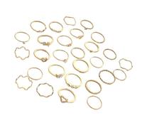 Yzdysg Juego de anillos de 28 piezas con diseño de corazón y diamantes de imitación elegantes para mujeres a la moda