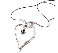 Yzdysg Y2K - Gargantilla de cuero con colgante de corazón para mujer, elegante, minimalista, inusual, cadena de cuello largo, joyería con colgante de corazón para mujer, Wax rope, como se describe