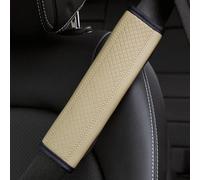 YZECEBNF 2 Piezas Almohadilla Cinturón de Seguridad de Coche para Audi A5 A6 C6 A3 8P 8l 8v, PU Cuero Funda Cinturón de Seguridad para Proteger Hombros y Cuello Interior Accesorio, D/Beige