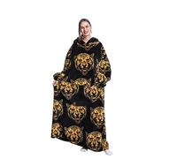 Yzehomijia Couverture à Capuche Portable pour Femmes et adultes - Couverture Avec Manches - Couverture douce et chaude pour habiller en Cadeau pour AMIE, Maman ou mère (Lion)
