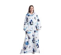 Yzehomijia Couverture à Capuche Portable pour Femmes et adultes - Couverture Avec Manches - Couverture douce et chaude pour habiller en Cadeau pour AMIE, Maman ou mère (Penguin)