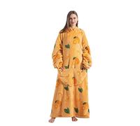 Yzehomijia Couverture à Capuche Portable pour Femmes et adultes - Couverture Avec Manches - Couverture douce et chaude pour habiller en Cadeau pour AMIE, Maman ou mère (Orange)