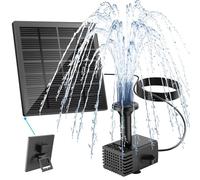 Yzert Fuente Solar, Bomba de Agua Solar Vidrio con 8 Boquillas, Ventosas & 3M Cable Fuente para Estanque para Jardín, Estanque, Exterior, Baño de Pájaros, Recipiente para Peces (Negro)