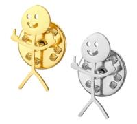 YZIRVNZ 2 Pcs Broches Stickman, pins para ropa, Pines Divertidos para Mochila y Ropa, Insignias de Figura de Palo Creativas en Color Oro y Plata, Decoración Minimalista para Chaquetas y Bolsos