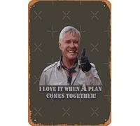 Yzixulet The A-Team! Hannibal Smith: "I Love it when a plan comes together!" - Cartel de metal para decoración de cueva de hombre
