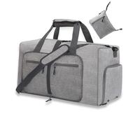 YZK Larqe Holdall - Bolsa de Viaje Plegable para Equipaje de Mano con Compartimento para Zapatos para Mujeres y Hombres, B Gris, 65L, Moda