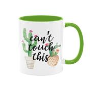 YZLFHO Divertida taza de café de cerámica de 325 ml, regalo para no tocar este gráfico de cactus, 1 paquete, novedosa taza de cumpleaños, Navidad, ideas de regalo para él y ella, mango verde e