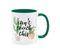 YZLFHO Divertida taza de café de cerámica de 325 ml, regalo para no tocar este gráfico de cactus, 1 paquete, novedosa taza de cumpleaños, Navidad, ideas de regalo para él y ella, mango verde oscuro e