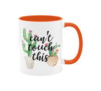 YZLFHO Divertida taza de café de cerámica de 325 ml, regalo para no tocar este gráfico de cactus, 1 paquete, novedosa taza de cumpleaños, Navidad, ideas de regalo para él y ella, mango naranja e