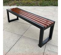 YZMJXNYY Banco de Parque Sin Respaldo, Banco con Estructura de Metal de Madera, con Capacidad for 3-6 Personas, Adecuado for Hospitales, Escuelas, Plazas, Estaciones Y Lugares Públicos(Black,150cm)