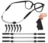 Yzmmxz 3 PCS cordon gafas hombre, seguro contra caídas, ruedas permite un ajuste rápido de longitud(con Ganchos antideslizantes para gafas y paño de limpieza para las gafas)