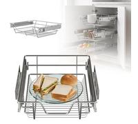 YZNAHRE Cajones telescópicos de 50 cm, juego de 2 unidades, sistema de cajones para armario de cocina, guía de cajones estable, color plateado